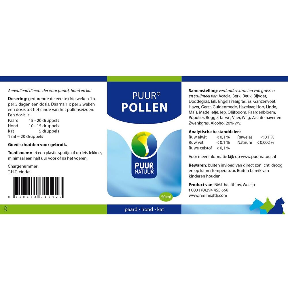 PUUR Apaise les voies respiratoires pour chats et chiens, atténue l'effet du pollen, 50 ml