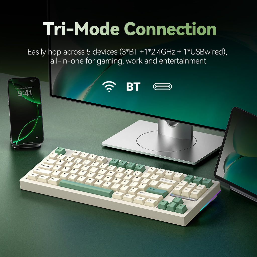 Siukie PL87W Clavier mécanique RVB 87 touches commutateurs amovibles 3 modes
