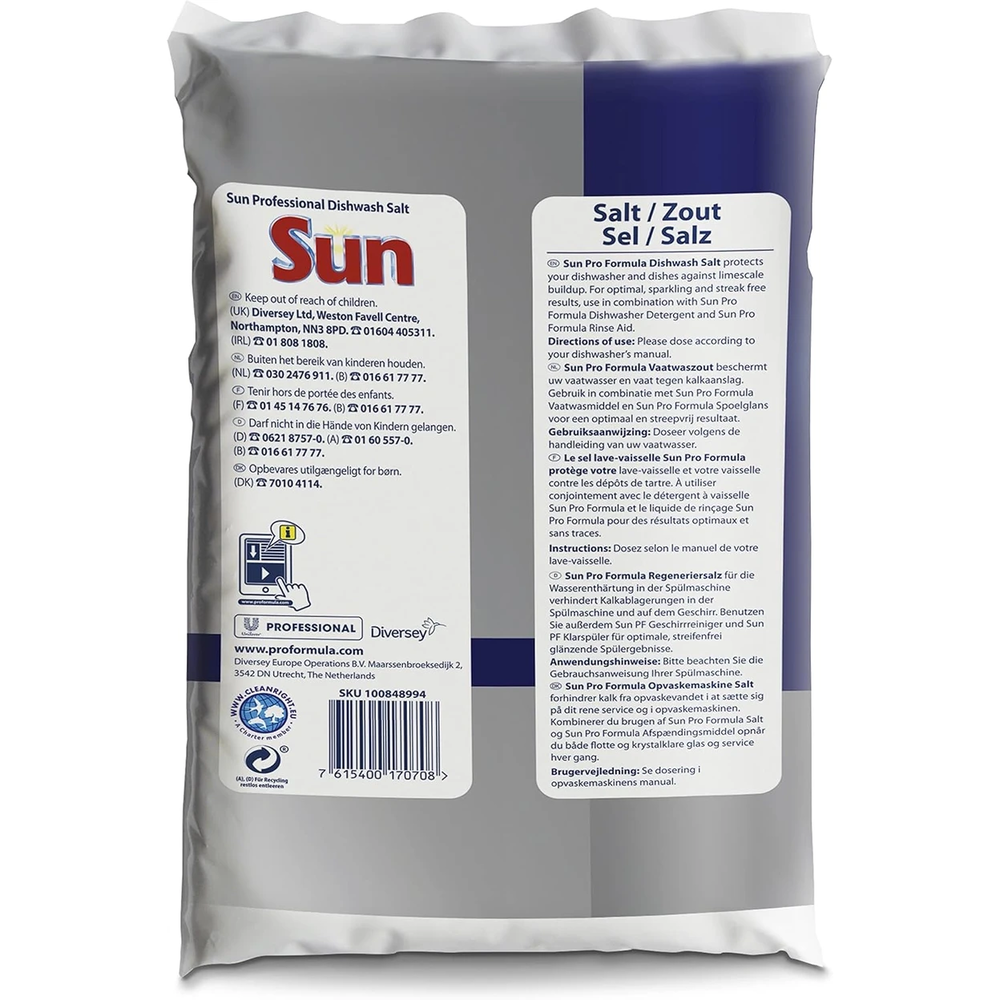 Sun Professionnel Sel de régénération pour lave-vaisselle Anticalcaire 4 x 2 kg (= 8 kg)