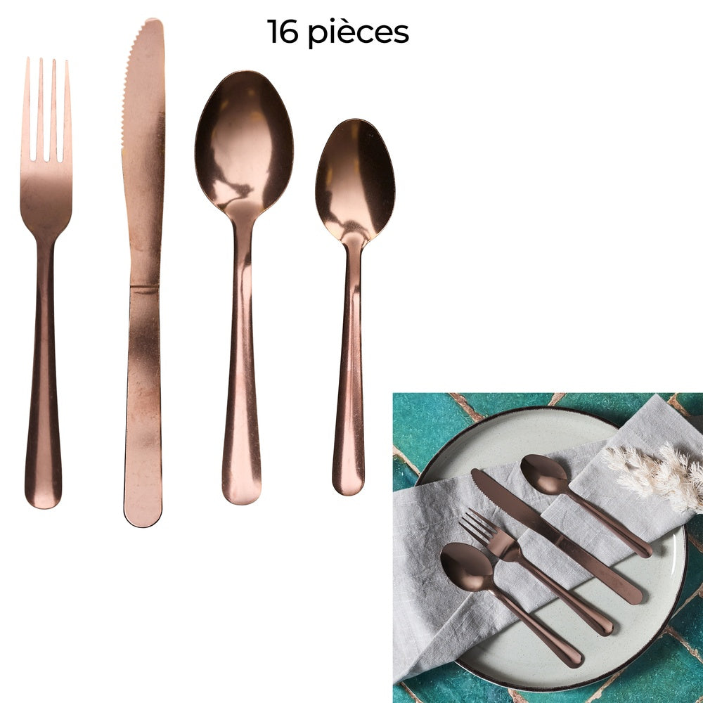 HOME DECO FACTORY Ménagère Harmony M6 16 pièces cuivre
