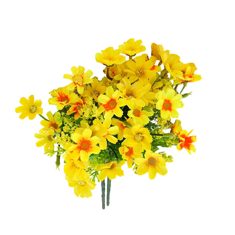 Wei's moment 6 lots de plantes artificielles pour balcon et intérieur, décoration de fleurs en plastique, plastique faux, fleurs résistantes aux UV pour tombes et jardin jaune
