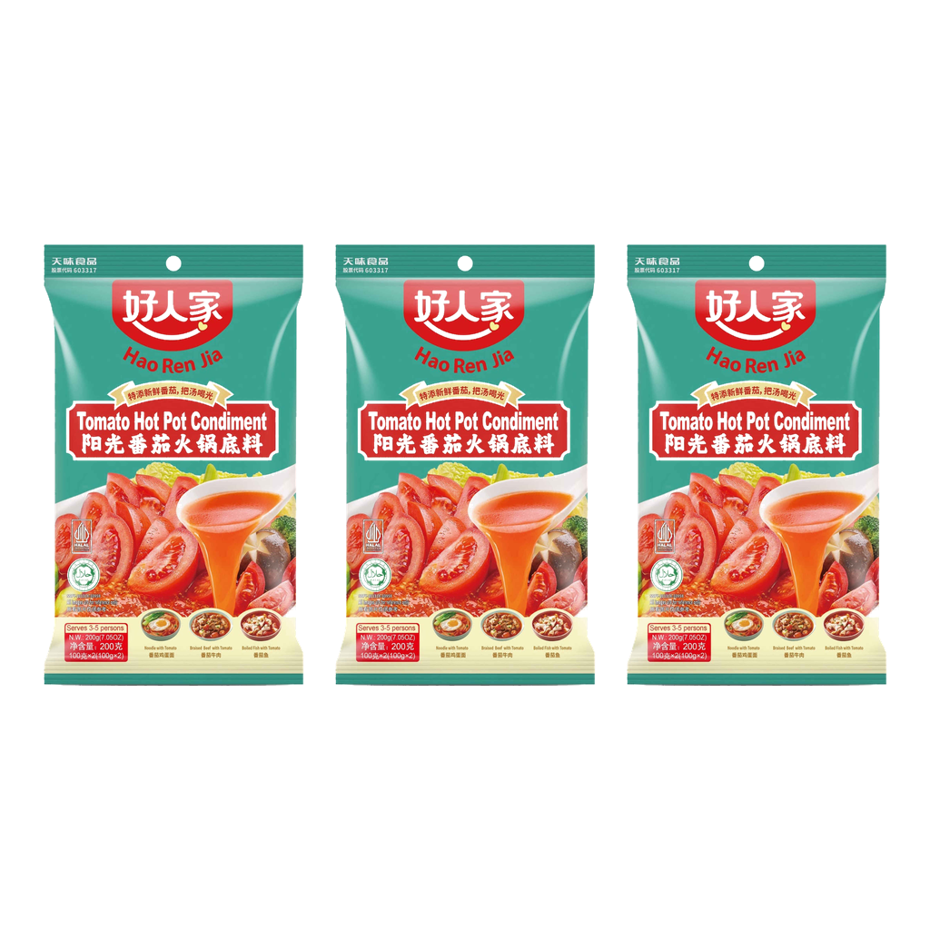 Hao Ren Jia Rich Tomato Hot Pot Soup Base, 200g/Pack*3