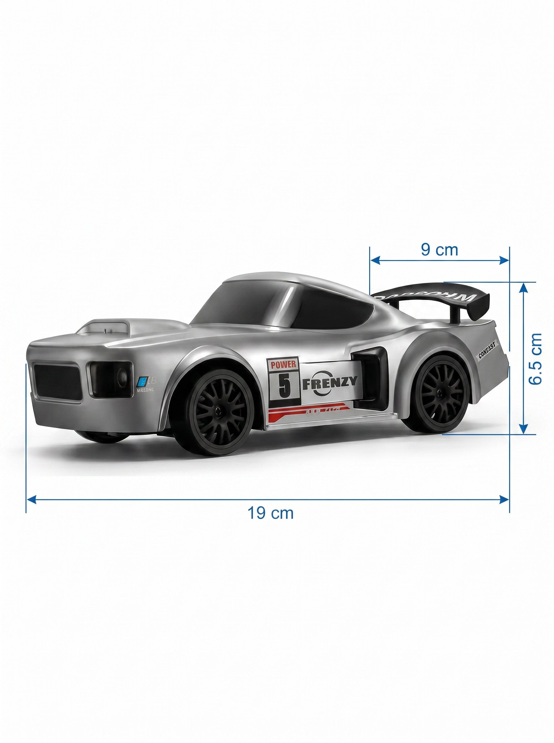 Voiture de Drift RC 4WD 1:24, Gyroscopique Réglable, 2,4 g, Lumières LED, Pneus Doubles, Batterie LiPo et Suspension, Carrosserie Large Rétro Argent pour Amateurs de RC, Lot de 1 Gris