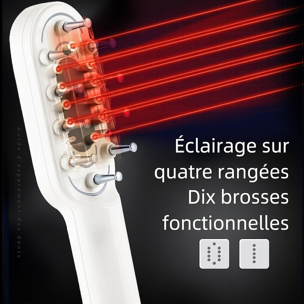 K·SKIN KD3806 Peigne de massage du cuir chevelu/Peigne nourrissant pour le cuir chevelu, Microcourant EMS + Quadruple Luminothérapie LED + Conception d'infusion de stockage de liquide