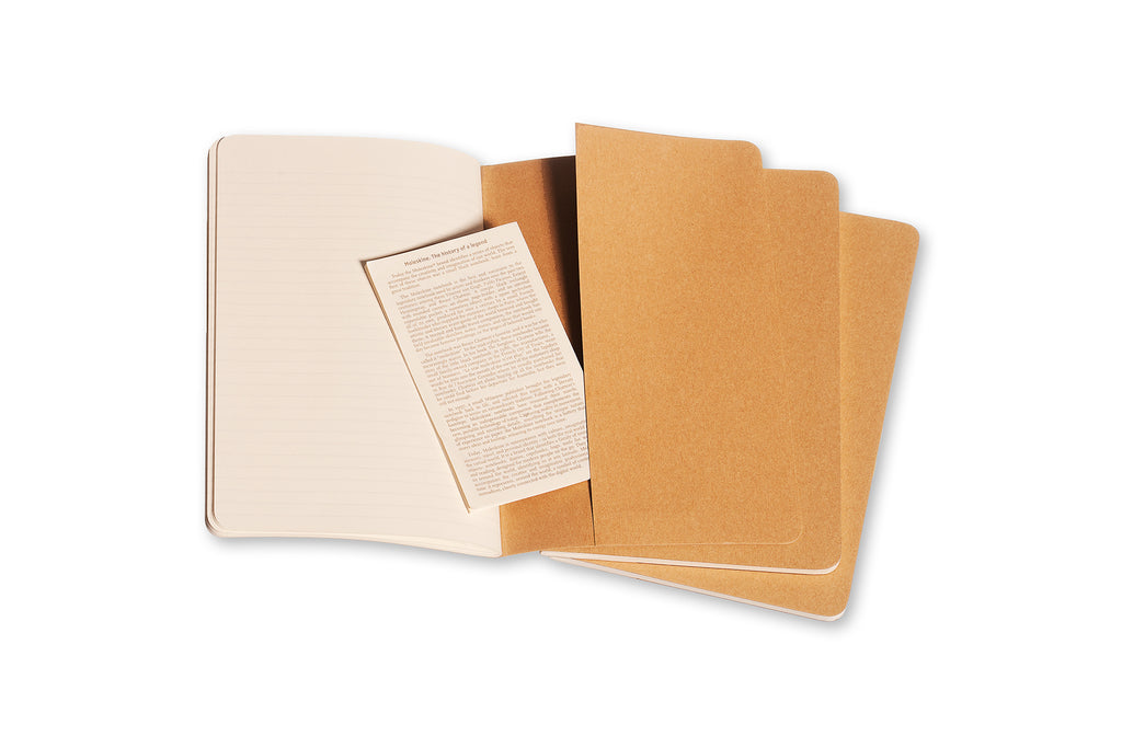 MOLESKINE Lot de 3 cahiers lignés grand format - Kraft