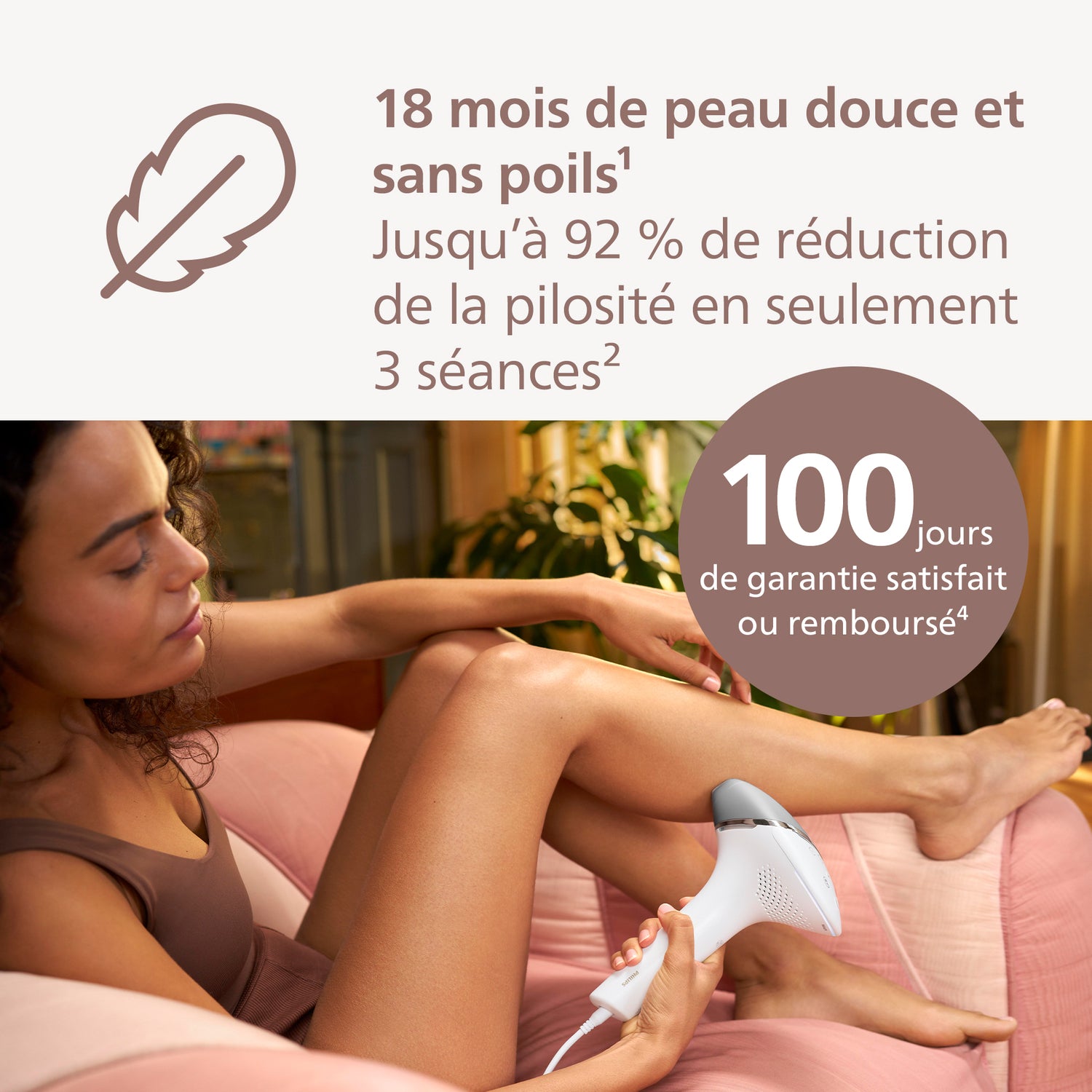 Philips Lumea Series 8000 BRI940/00 Épilateur à lumière pulsée capteur SmartSkin, 5 niveaux d'intensité, 1 accessoire intelligent corps (4,1 cm²), application Lumea IPL, sur secteur - Blanc