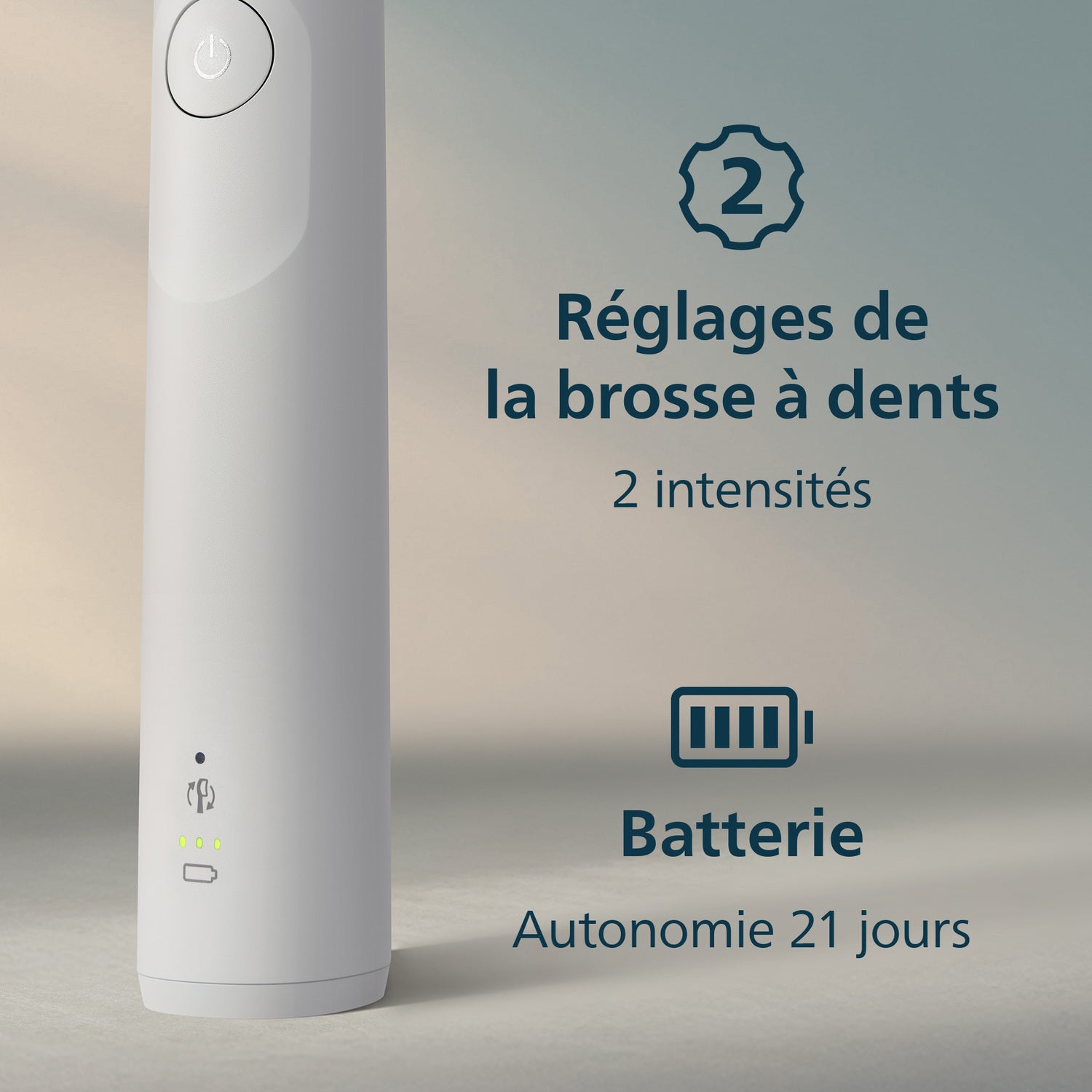 Philips Sonicare Series 5300 HX7108/02 Brosse à dents électrique - technologie sonique nouvelle génération, capteur de pression, 2 intensités, étui de voyage, autonomie 21 jours - Blanc