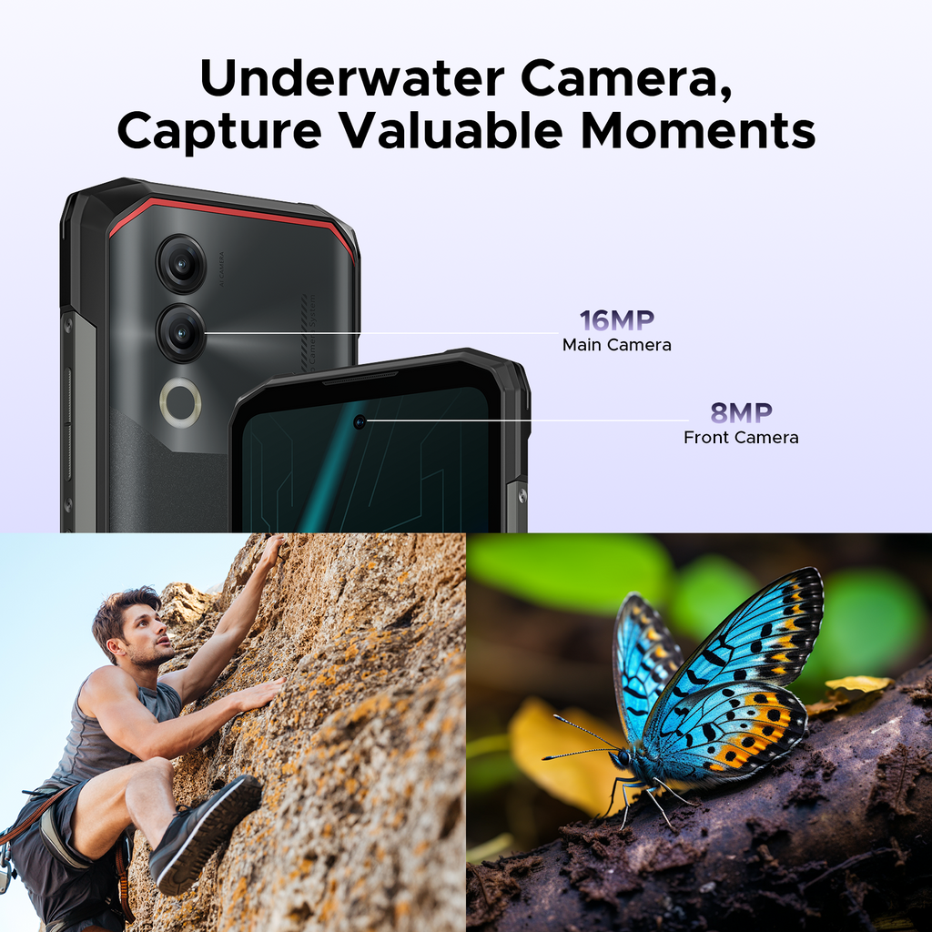 DOOGEE Blade 20 Smartphone Rugged, Android 15, Batterie 10300 mAh, Écran IPS HD+ 90 Hz 6,6", 20 Go RAM + 128 Go ROM, Caméra IA 16 MP, Triple Emplacement SIM, Double SIM Débloqué, NFC