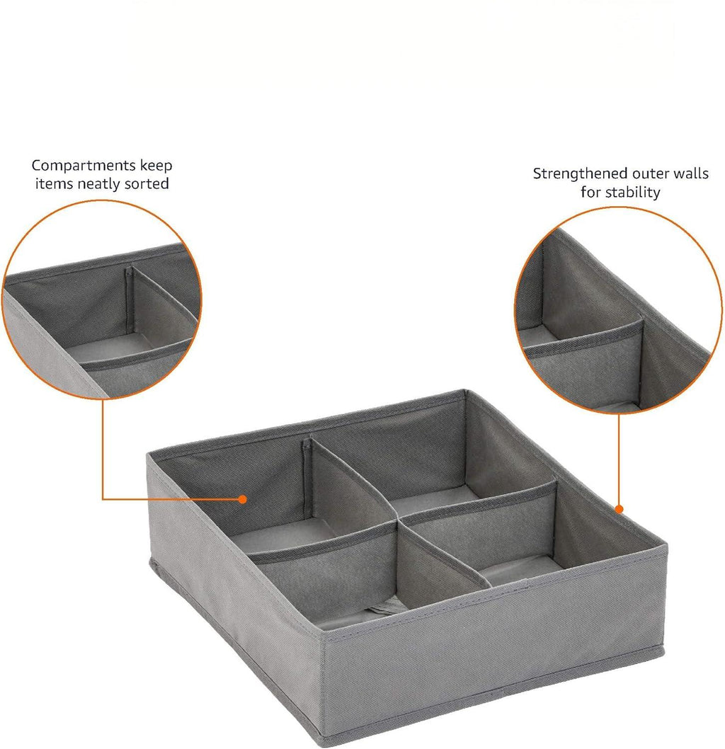 ANQI Lot de 4 organiseurs de tiroirs de commode pour sous-vêtements - Gris