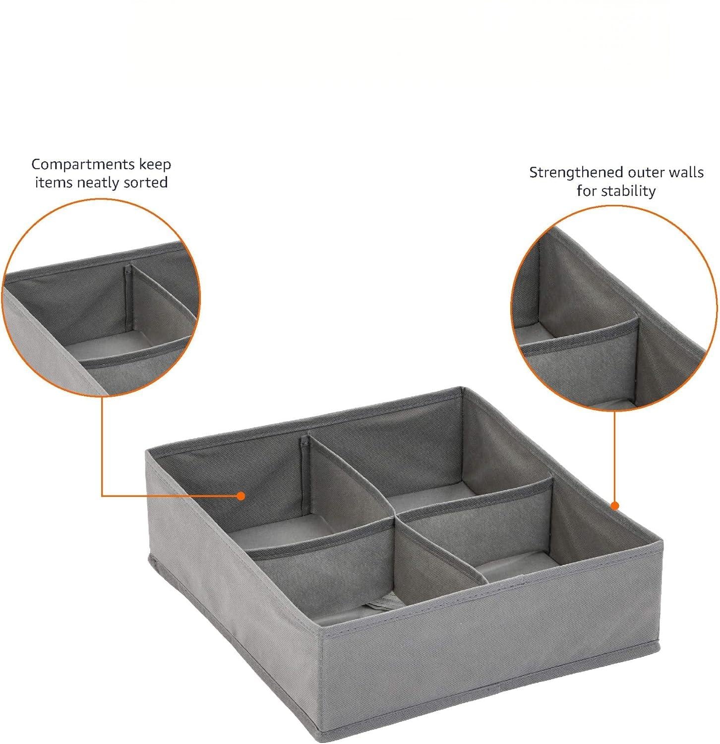 ANQI Lot de 4 organiseurs de tiroirs de commode pour sous-vêtements - Gris