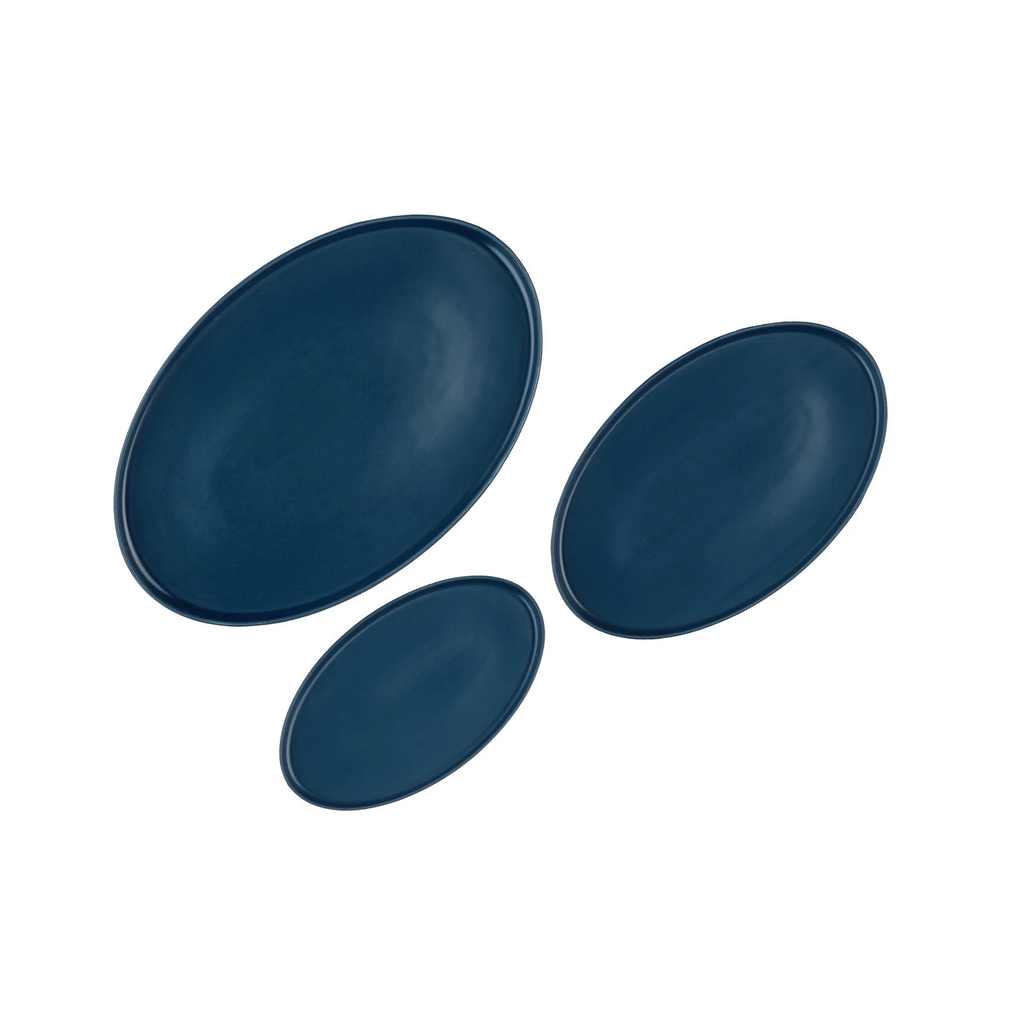 BJÖRN Scandi Lot de 3 plateaux de service - Bleu marine