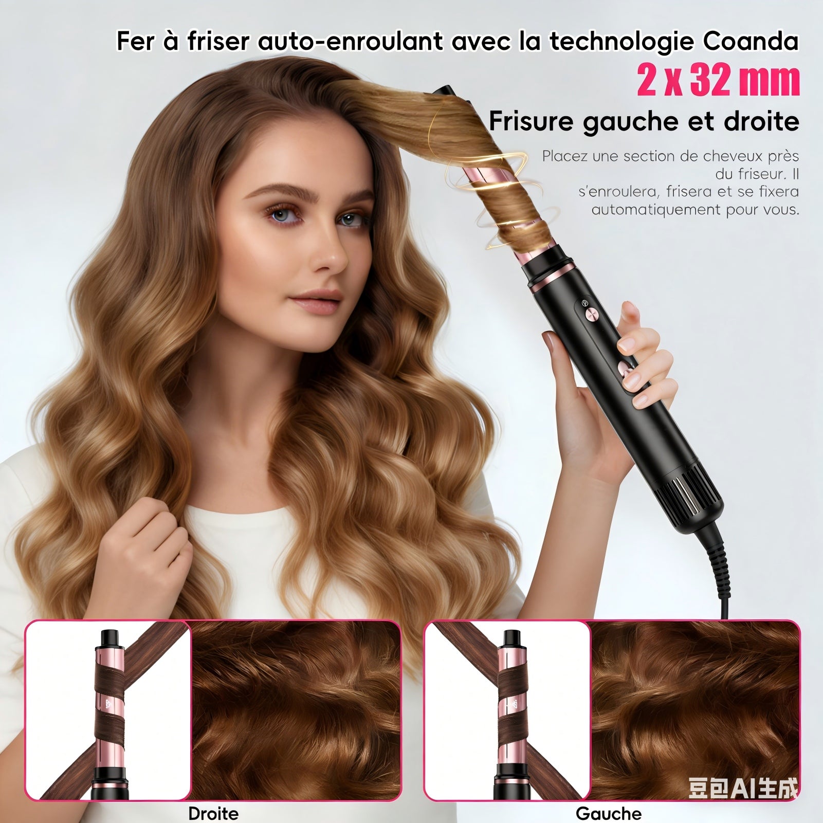Nicebay Sèche-cheveux à brosse sans balais 110 000 tr/min, 5 fonctions multi-styler pour séchage rapide, bouclage, volume et lissage, brosse soufflante à haute vitesse pour tous les types de cheveux