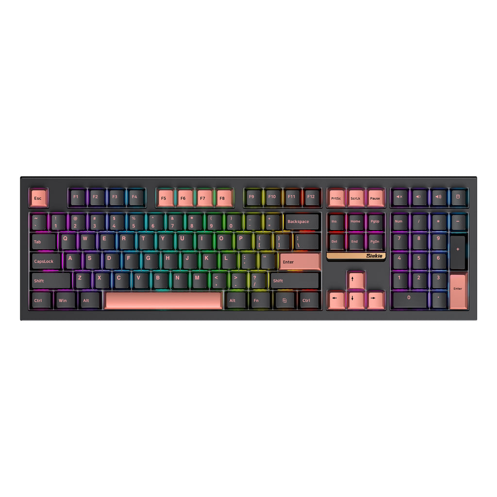 Siukie PL108W Clavier mécanique RVB 108 touches, commutateurs amovibles, 3 modes, noir