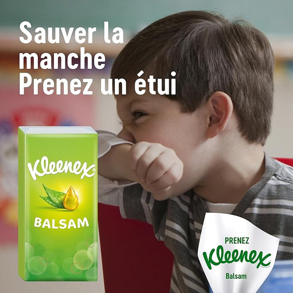KLEENEX Balsam Mouchoirs en Papier Formule Baume à l'Aloe Vera, 2 Paquets de Poche (2 Paquets de 1)