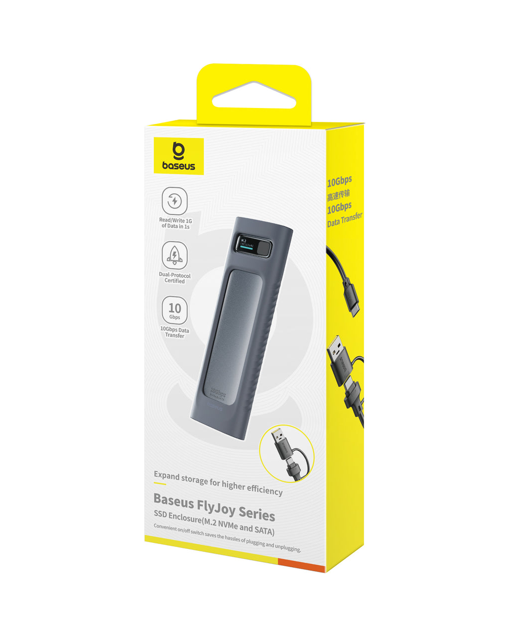 Boîtier SSD Baseus FlyJoy Series (M.2 NVMe et SATA) Gris Sidéral NEUF