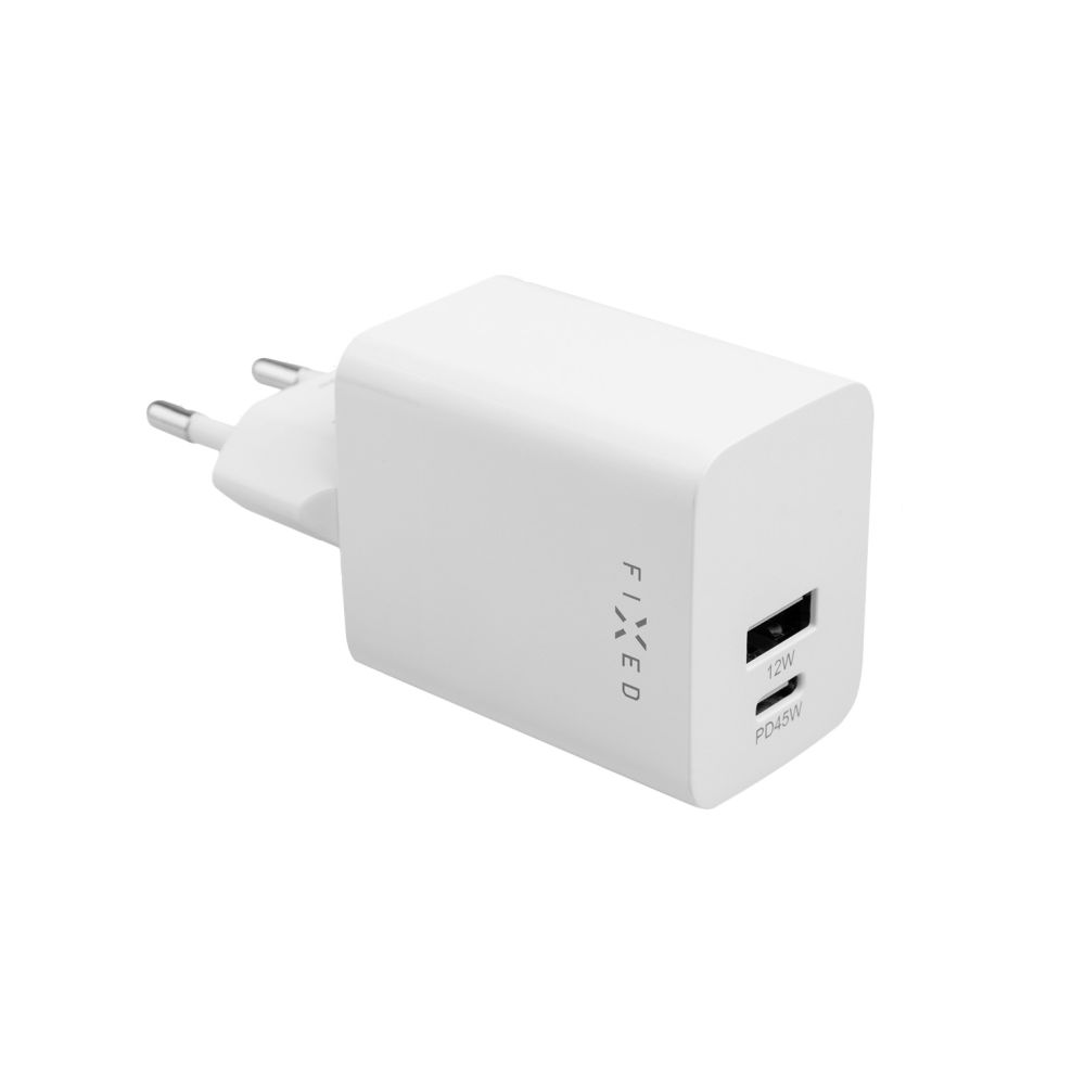 FIXED Chargeur de voyage mini USB-C/USB 45W, Blanc