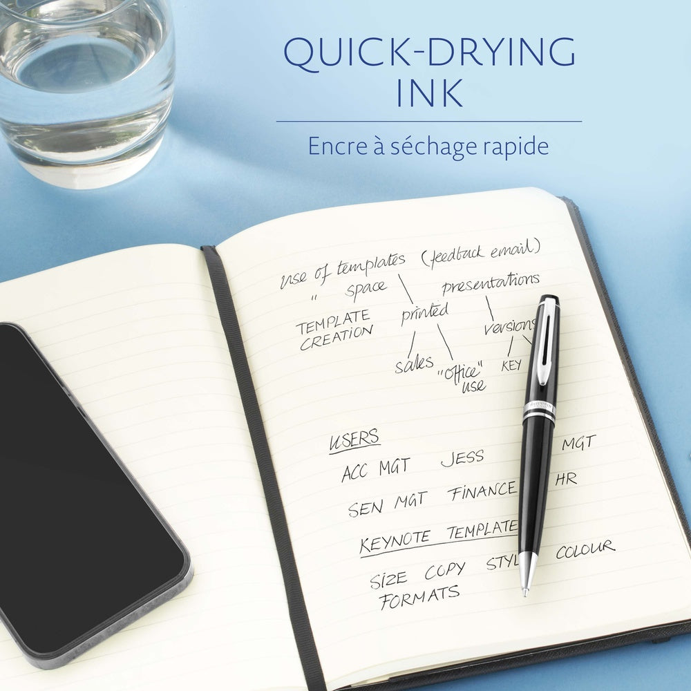 Waterman recharge d’encre pour stylo bille | pointe moyenne | encre noire | Blister 1 recharge