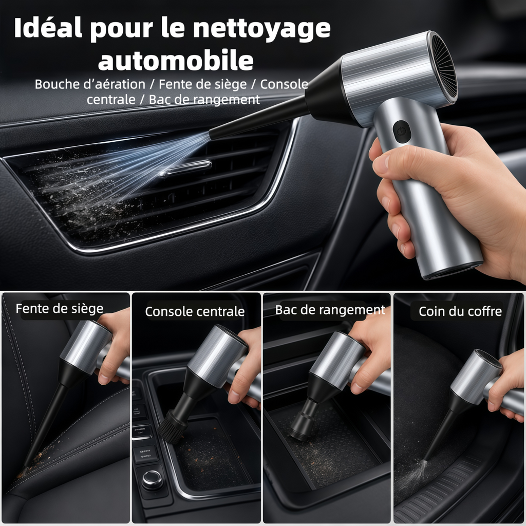 JUFIX X7 Dépoussiéreur à air comprimé - Ventilateur turbo 90000 RPM | Charge rapide 20 W, Batterie rechargeable, 3 vitesses réglables
