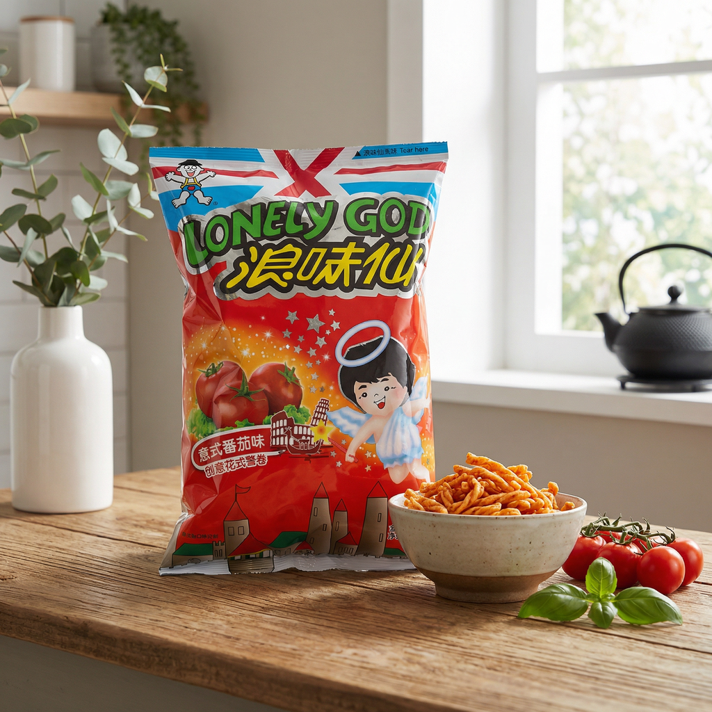 WANT WANT Snacks torsades de pomme de terre saveur tomate italienne avec édulcorant - 70 g