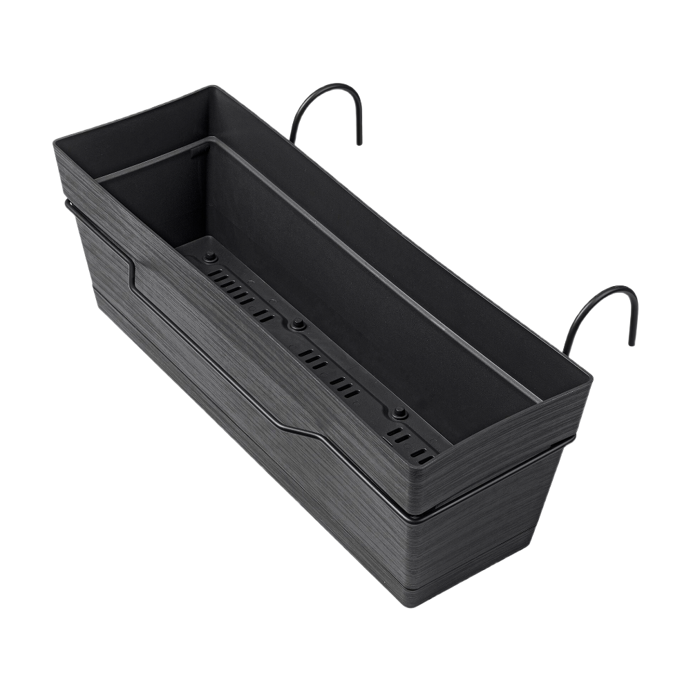 DEROMA Kit Jardinière Save R Anthracite à réserve d'eau 49cm