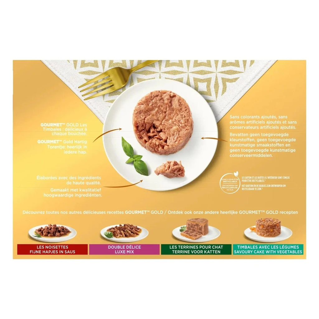 Gourmet Gold Mousse Aliment pour chat Pack assorti - 12 x 85 g
