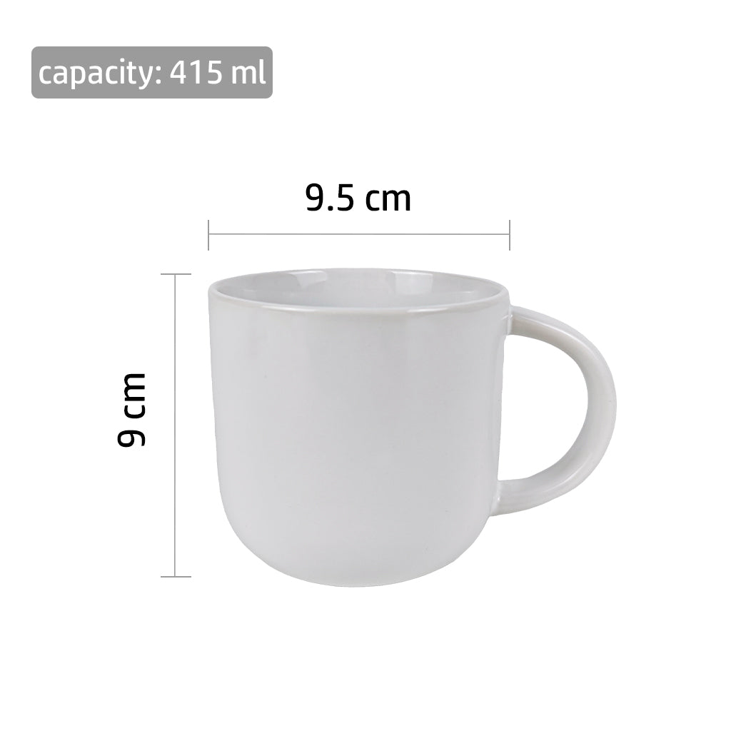 Lot de 4 Grandes tasses à café en céramique Blanche 415 ml, Pack économique maison, bureau, restaurant, Passe au lave-vaisselle