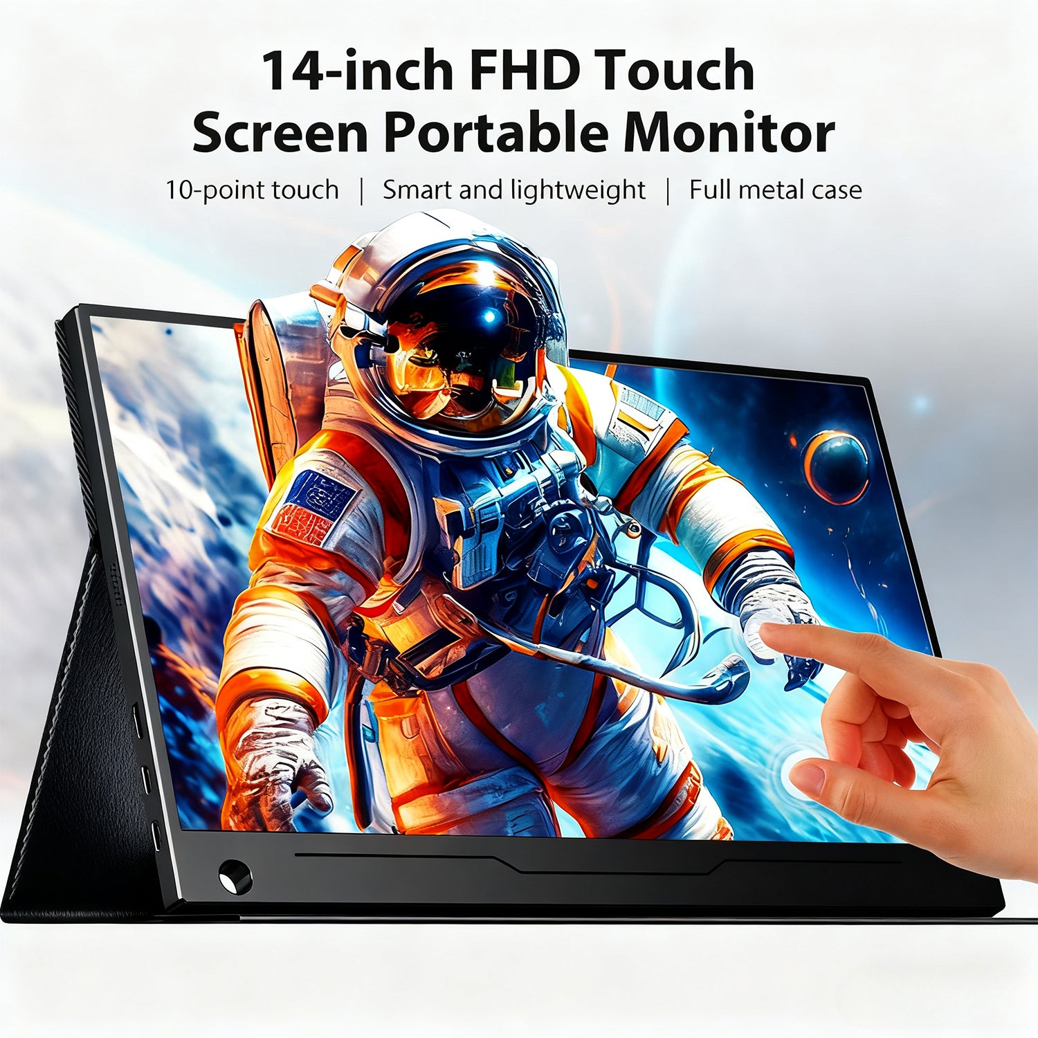 UPERFECT Moniteur portable 14" 60 Hz avec écran tactile, 100 % sRGB, avec VESA et pied, réglable à 180°, ultra-fin et léger, second écran de voyage pour ordinateur portable