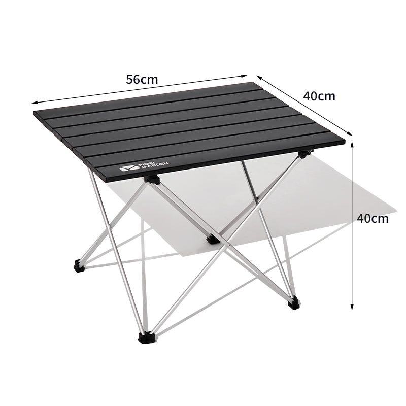 Mobi Garden, Table de camping pliante carrée, Ensemble de table de repas d'extérieur portable en alliage d'aluminium, Noir, Légère, Format d'emballage compact