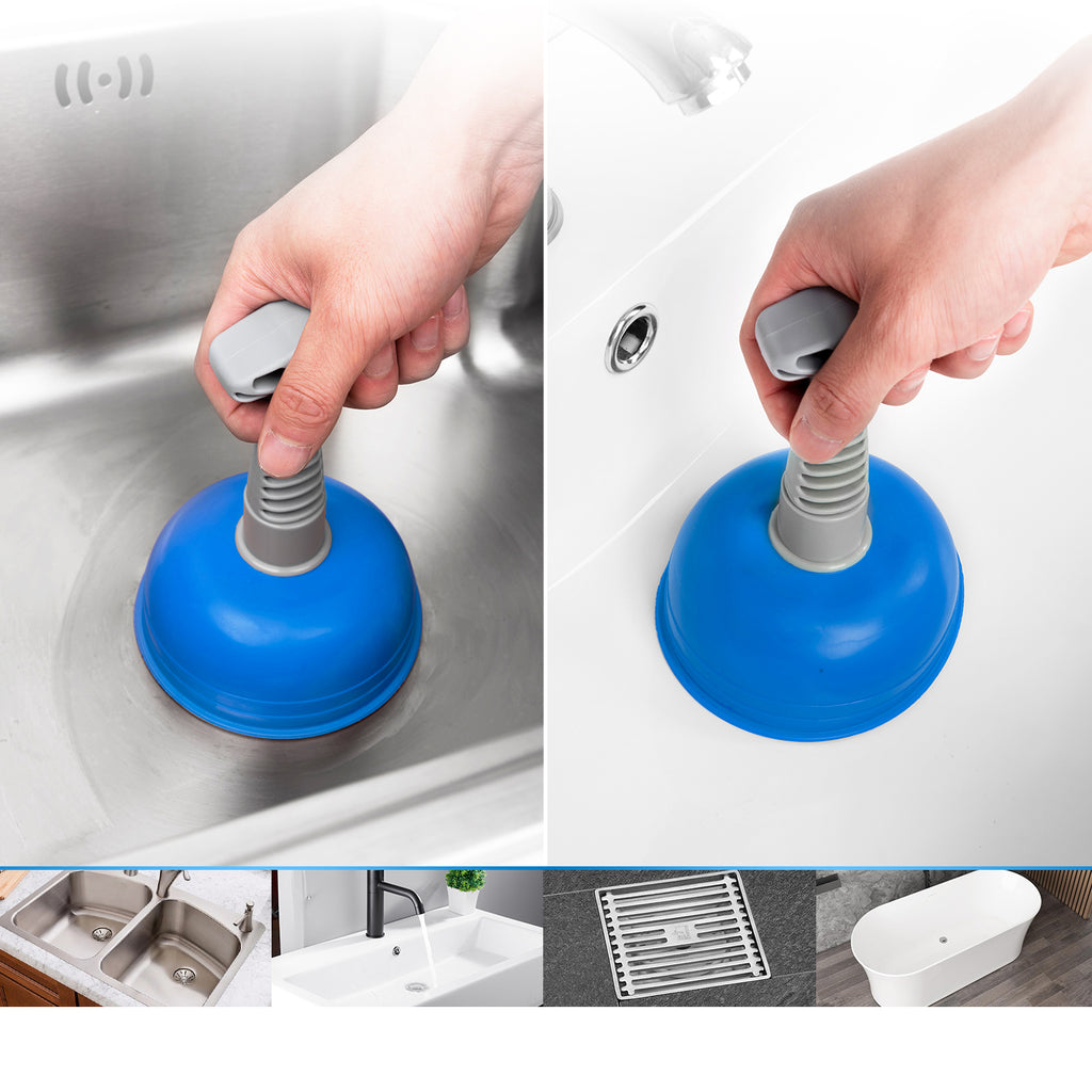 Ventouse en TPR bleu avec tête de 12 cm de diamètre et manche en plastique de 12 cm, outil d'aspiration durable