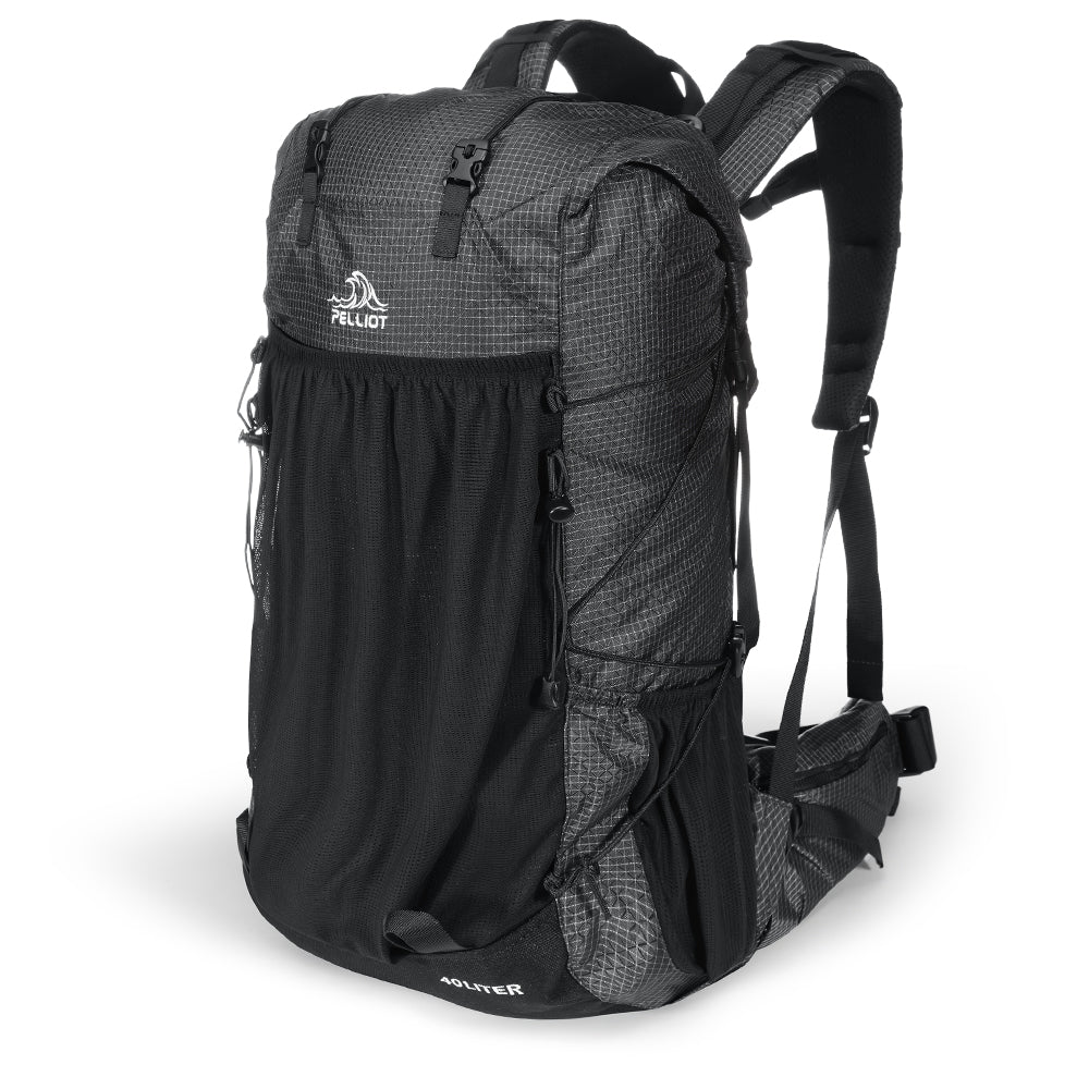 PELLIOT Sac à dos de randonnée Unisexe Voyage Camping Étanche Durable – Spacieux et robuste pour les randonnées de plusieurs jours, Gris roche, 40 L