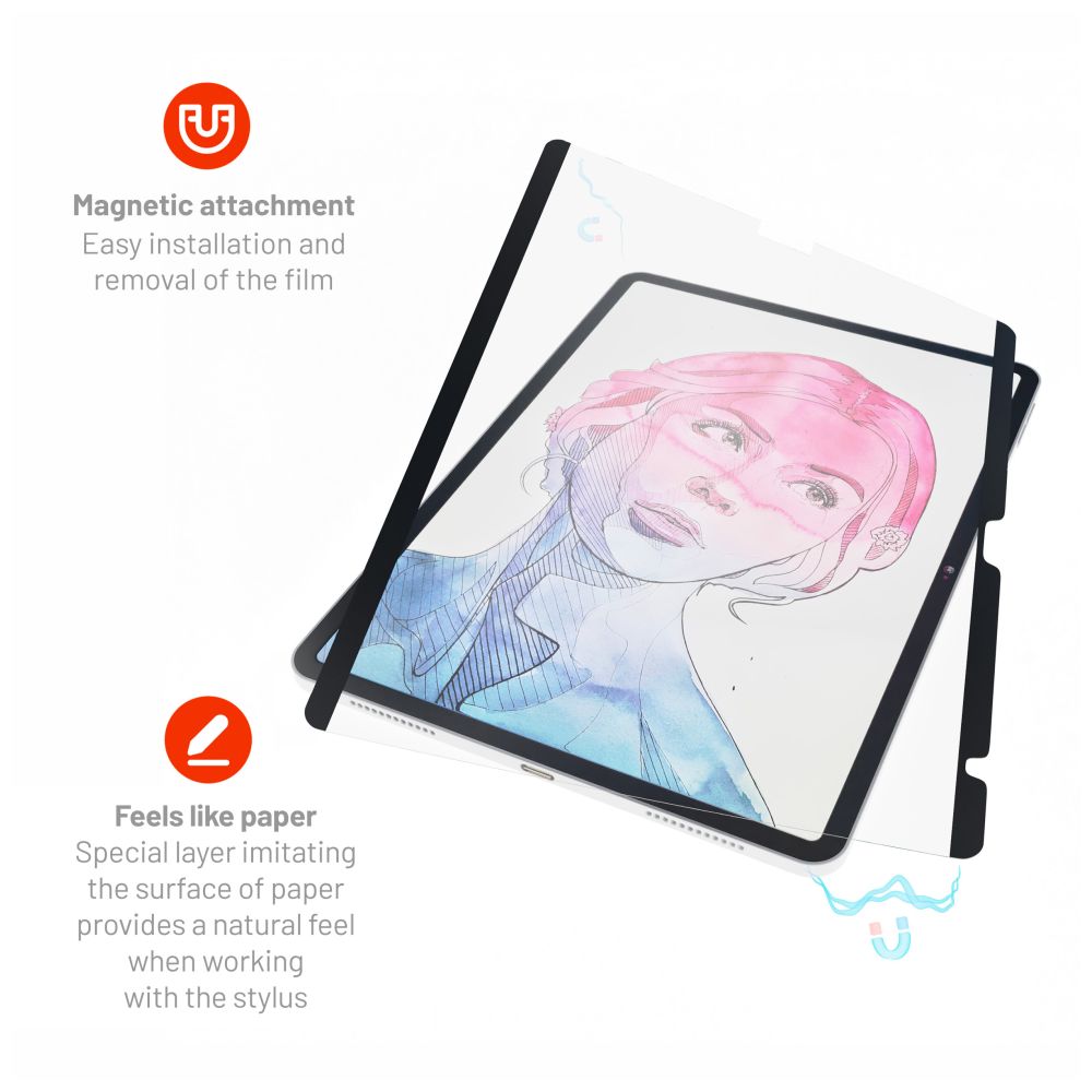 FIXED Film protecteur d'écran magnétique effet papier pour Apple iPad Pro 11 po (2018/2022)/iPad Air (2020/2022)