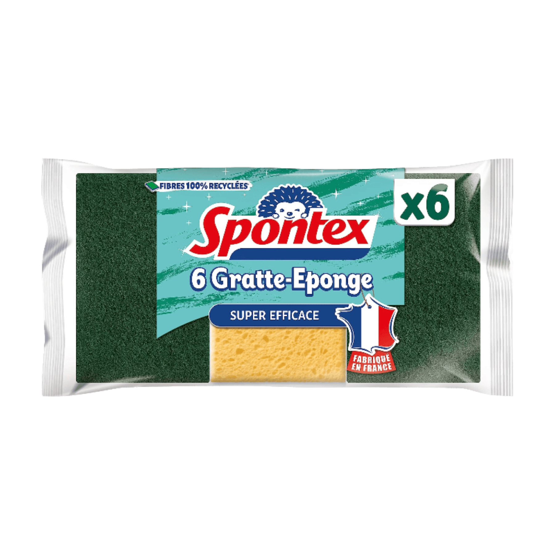SPONTEX Éponges grattantes fibre 100% recyclée Vert 6 éponges