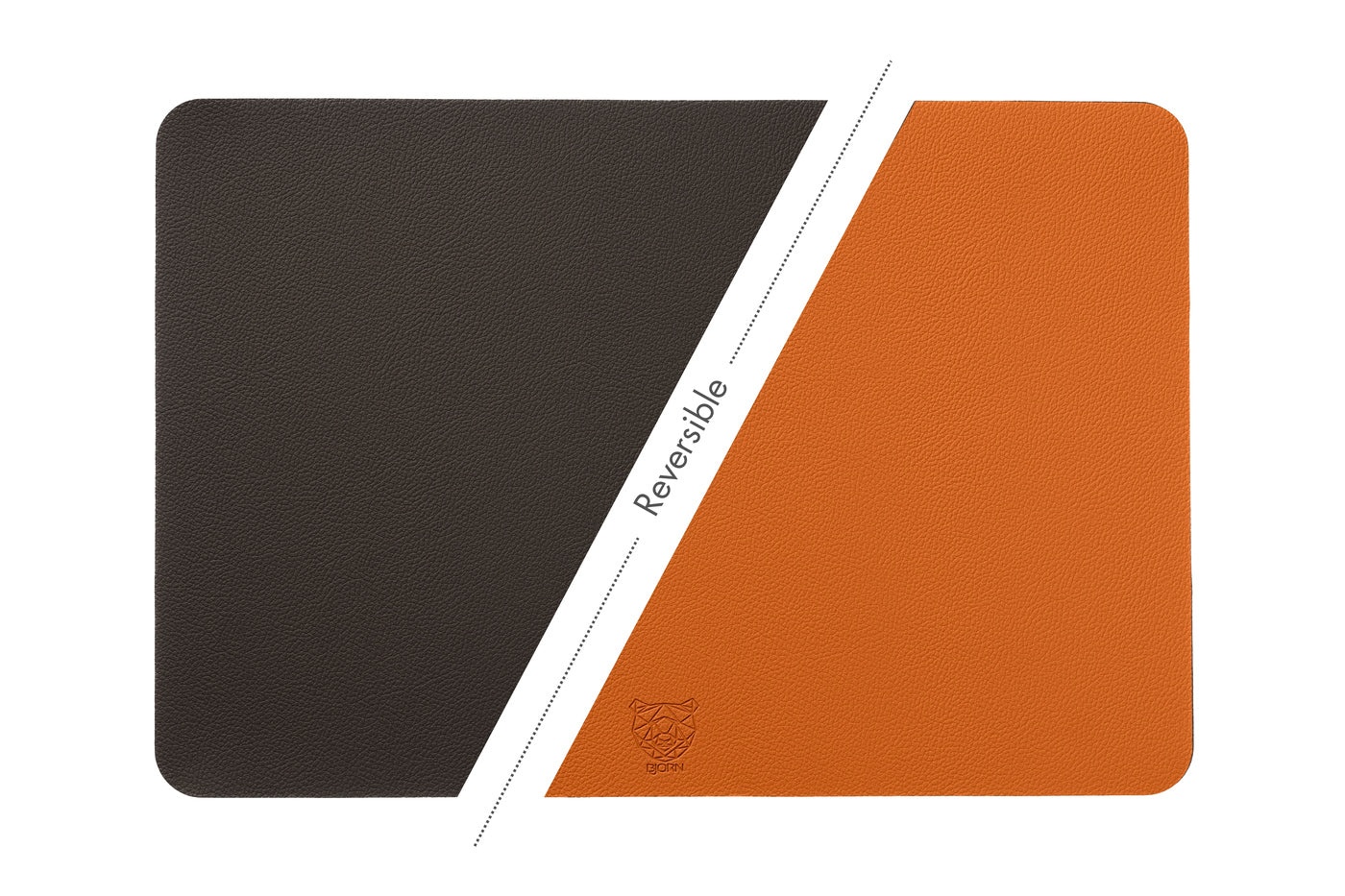 BJÖRN Lot de 6 sets de table rectangulaires réversibles en cuir recyclé - Orange et chocolat