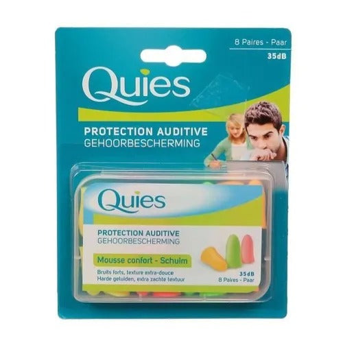 QUIES Bouchons d'oreilles en mousse confort fluorescents, 35 dB, 8 paires