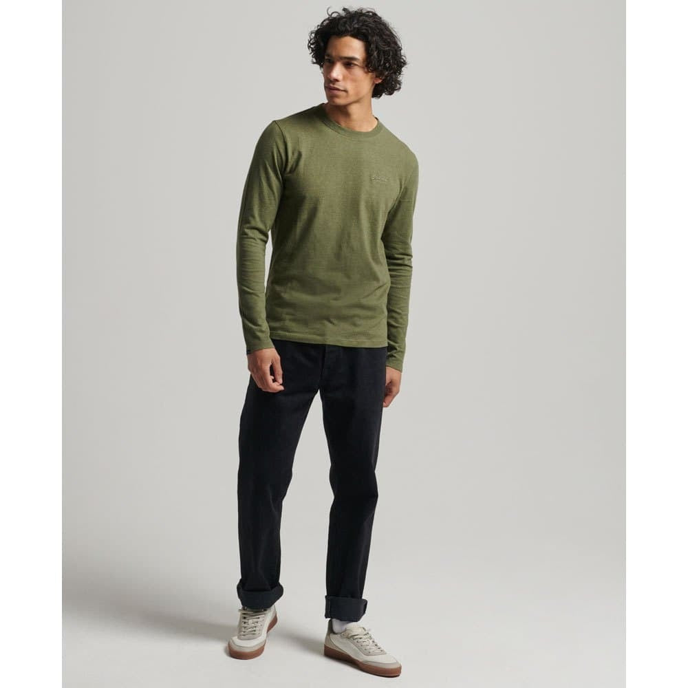 SUPERDRY T-shirt à manches longues avec logo vintage, vert olive - Taille S