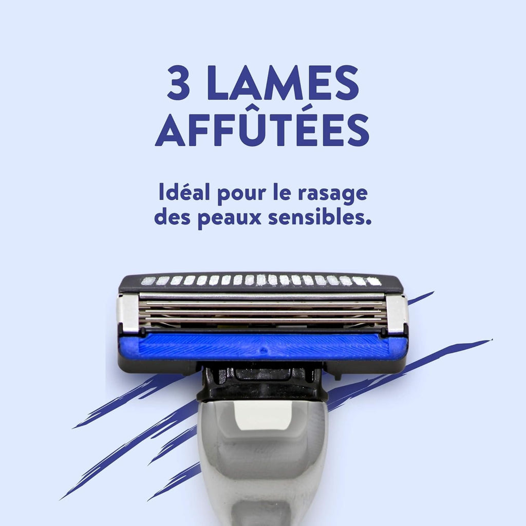 Monsieur Barbier Recharges de rasoir à 3 lames pour peaux sensibles - 4 pièces