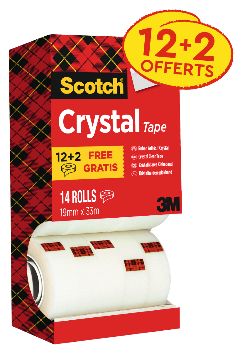 Scotch® Ruban adhésif transparent, Pack économique, 19 mm x 33 m, 14 rouleaux/boîte
