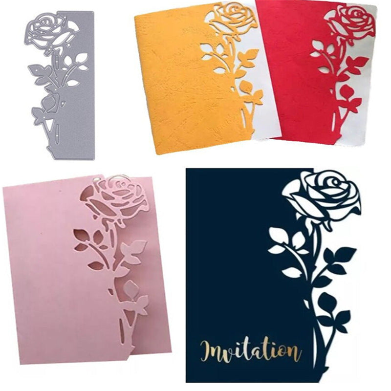 WhereHike Matrices de découpe en métal fleur de rose pour kit de création de cartes, découpes de papier gaufré, pochoirs pour machine de scrapbooking, pochettes de rangement, fournitures