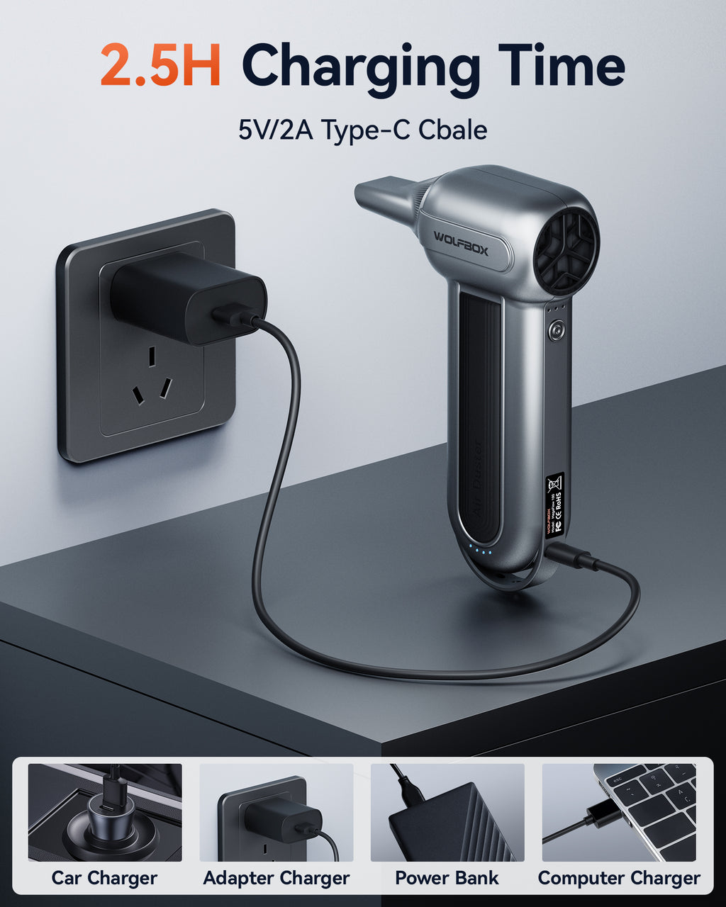 WOLFBOX MF100 Souffleur d'air électrique - 150 000 tr/min Super puissant, souffleur d'air sans fil, moteur sans balais rechargeable, souffleur durable