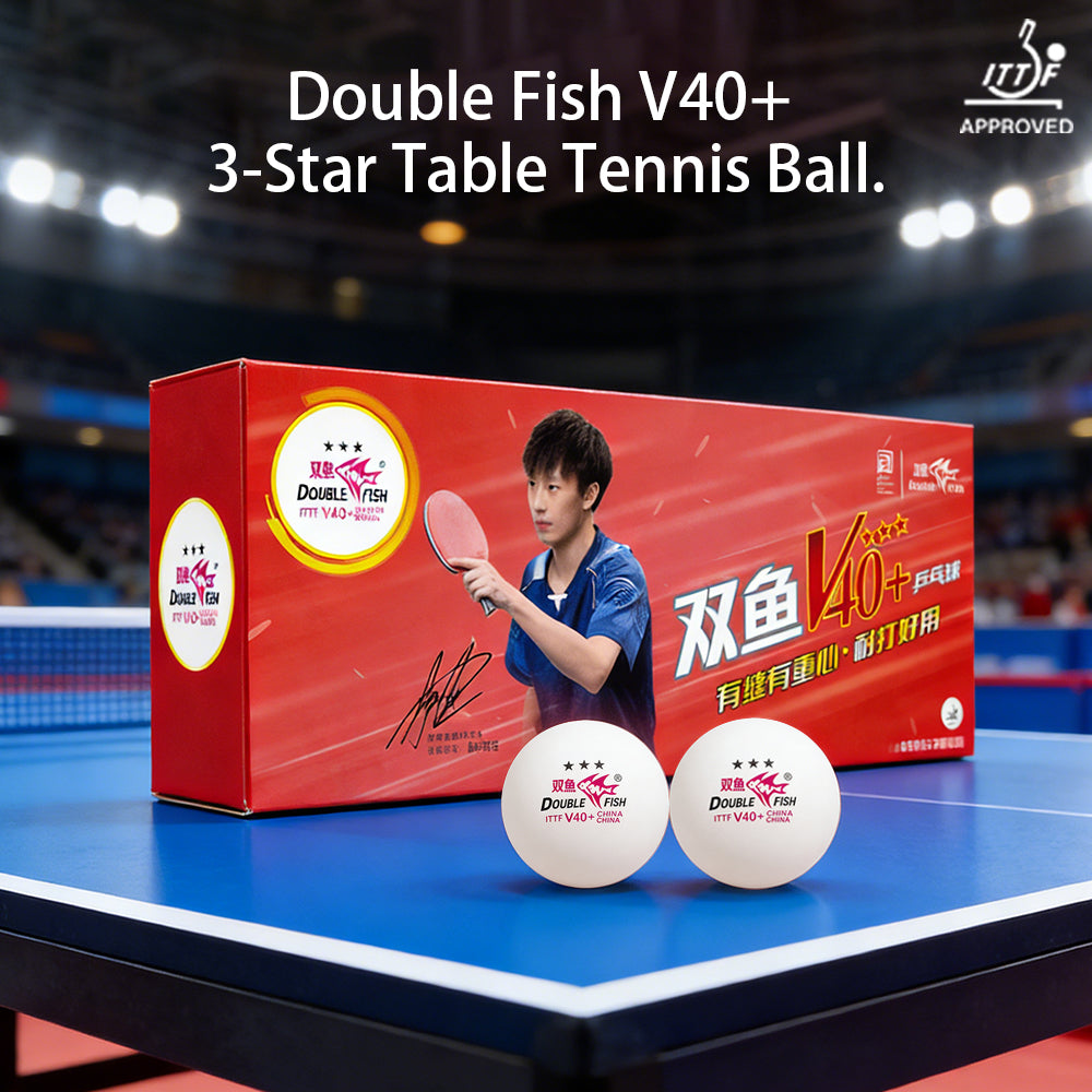 Double Fish Lot de 10 balles de tennis de table à couture ABS de compétition professionnelle 3 étoiles V40+ Blanc
