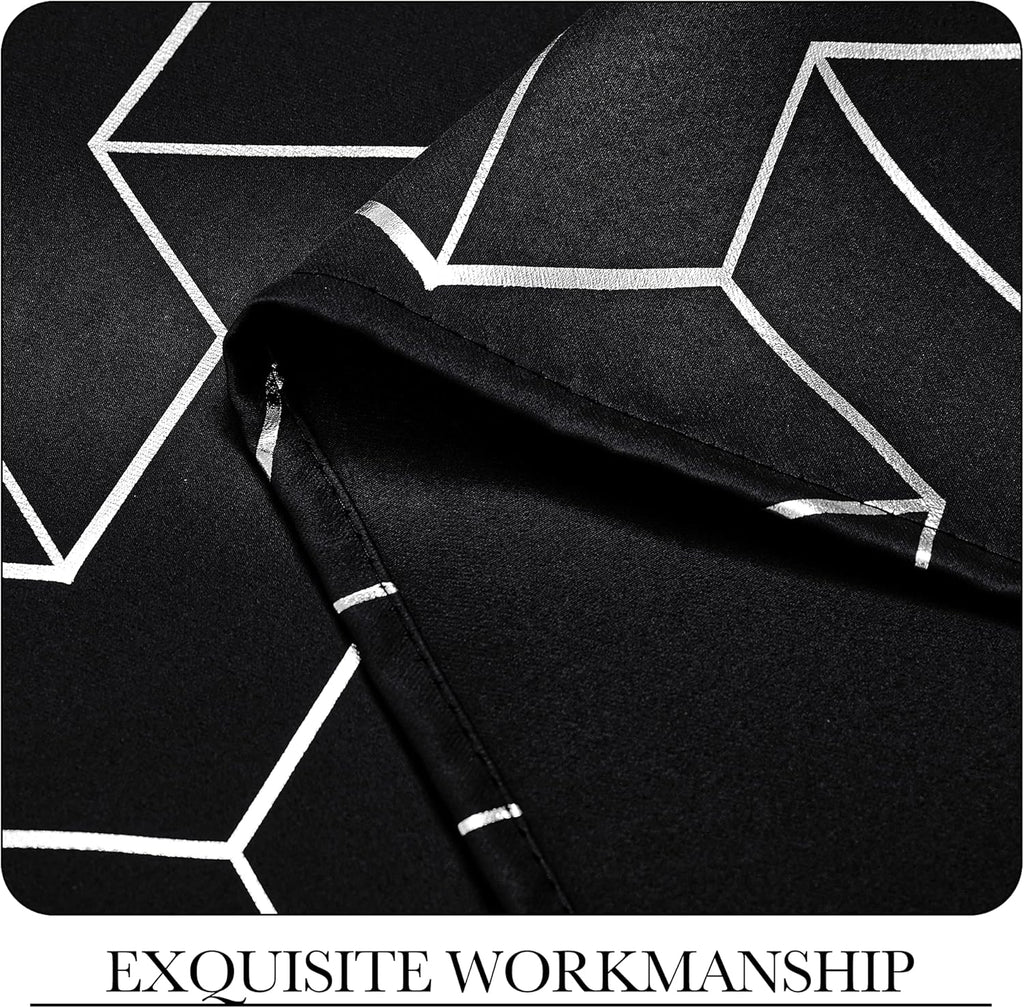PONY DANCE Store occultant imprimées pailletées à œillets, lot de 2, W 140 x L 245 cm (W 55 x L 96 pouces), noir
