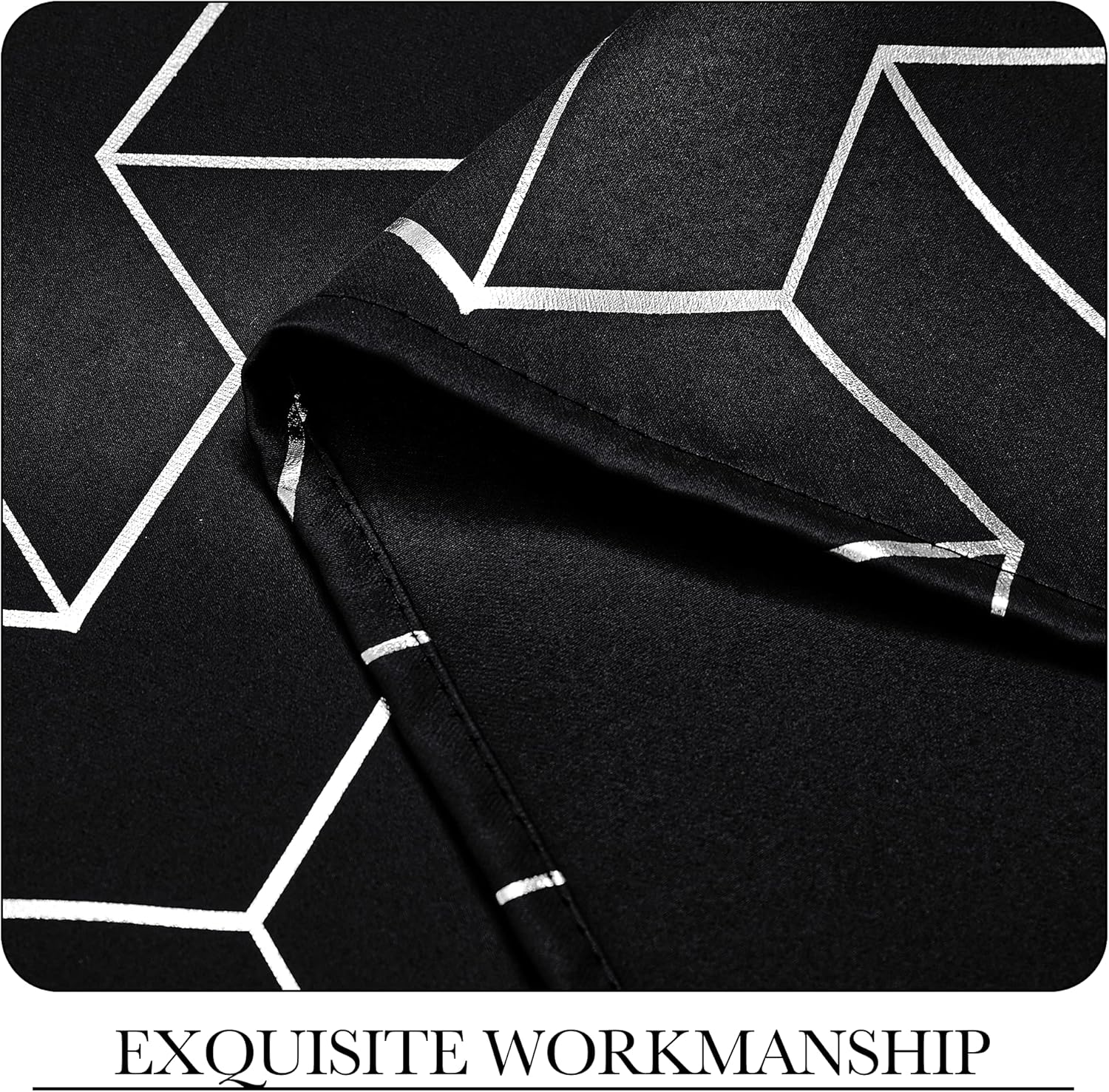 PONY DANCE Store occultant imprimées pailletées à œillets, lot de 2, W 140 x L 245 cm (W 55 x L 96 pouces), noir