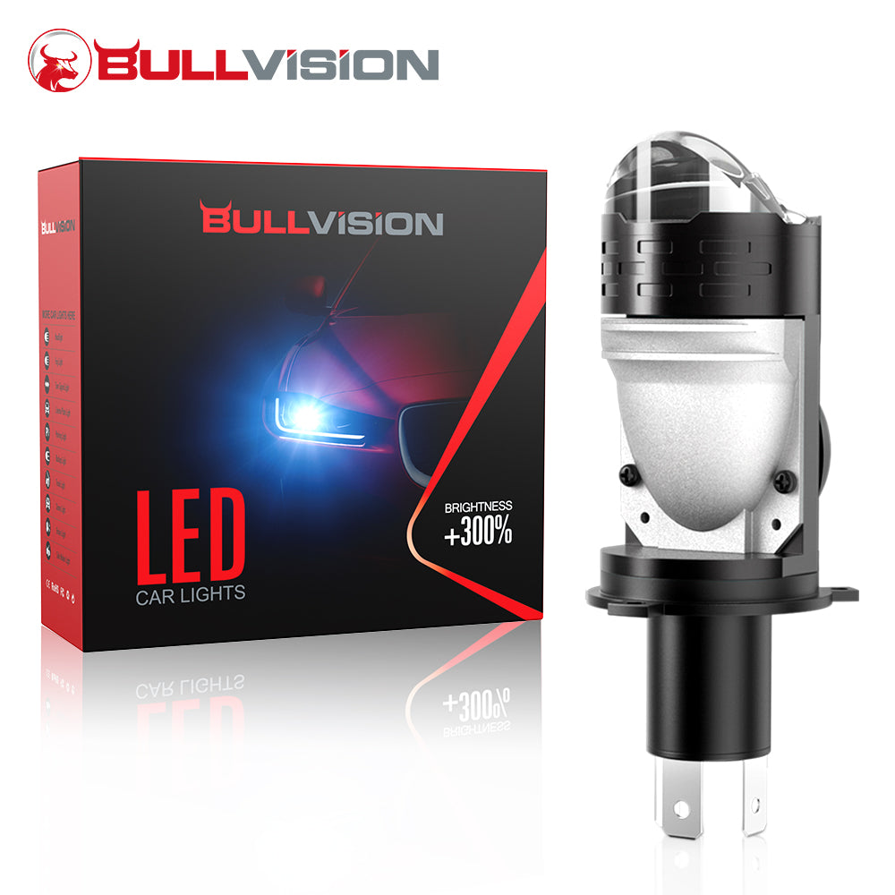 Bullvision Ampoules LED H4, H4 feux de croisement et de route, luminosité de 20 000 lm, 300 % plus lumineux, blanc 6000 K, installation Plug & Play, lot de 1
