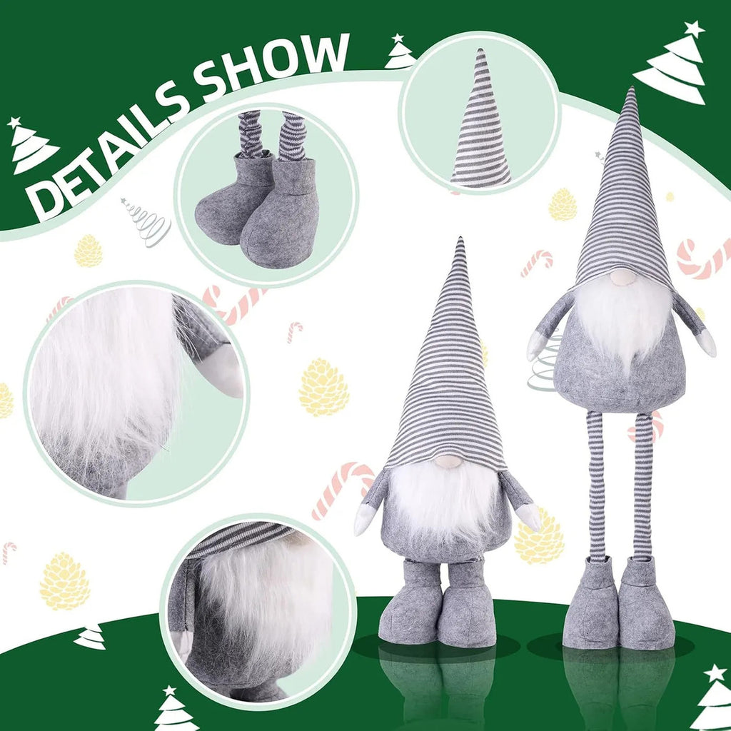 SALCAR Lutins de Noël pour décoration de Noël, 60-92 cm (jambes réglables pour extension de hauteur), figurines décoratives de gnomes, décorations de table, décorations de Noël