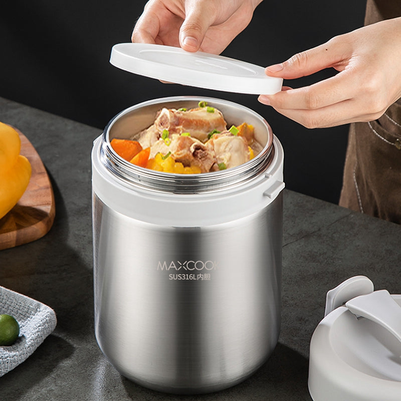 Maxcook MCTG0856 Bocal alimentaire isotherme sous vide 1,5 L Acier inoxydable 316 Large ouverture