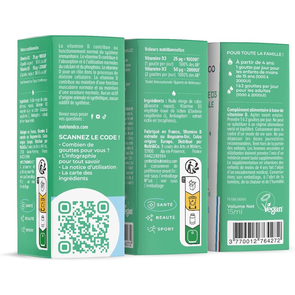 Nutri&Co Vitamine D3 Végétale - 15 ml
