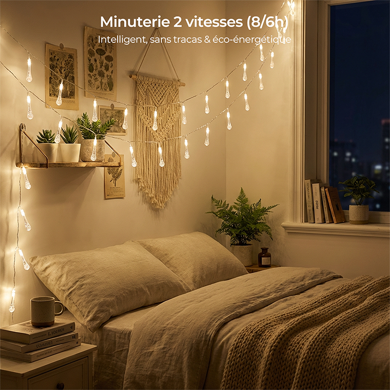 M.TK MOVETECK Guirlande lumineuse féerique de Noël extérieure à piles 8 m 100 LED étanche blanc chaud pour Noël balcon camping chambre fête jardin sans piles