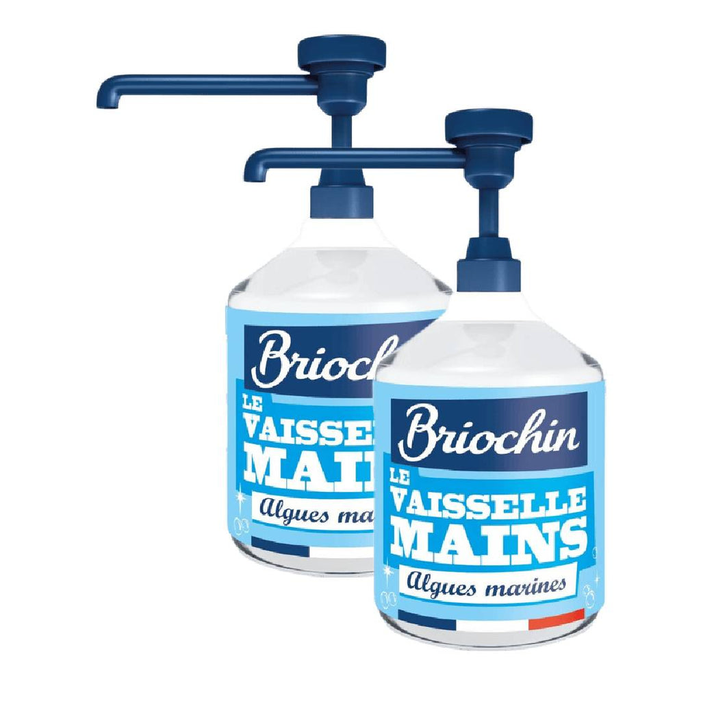 Jacques Briochin Liquide Vaisselle Algues Marines & Savon Noir, Formule Dégraissante, 2 x 500 ml (= 1 L)