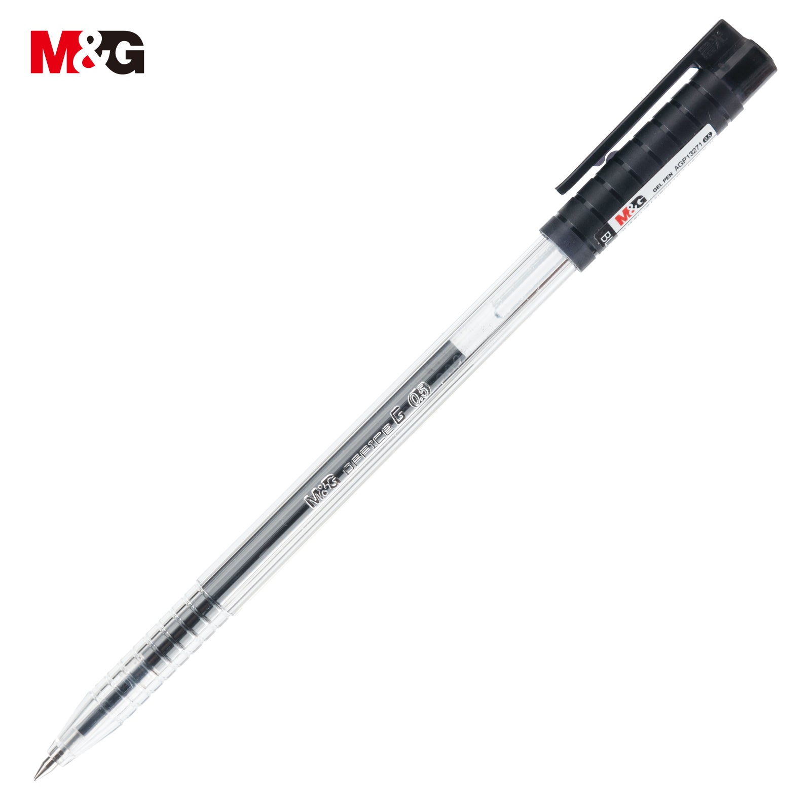 M&G Stylos gel Office G Lot de 50 Encre noire Pointe fine 0,5 mm Séchage rapide Écriture fluide Avec grip antidérapant doux et capuchon Pour bureau et école