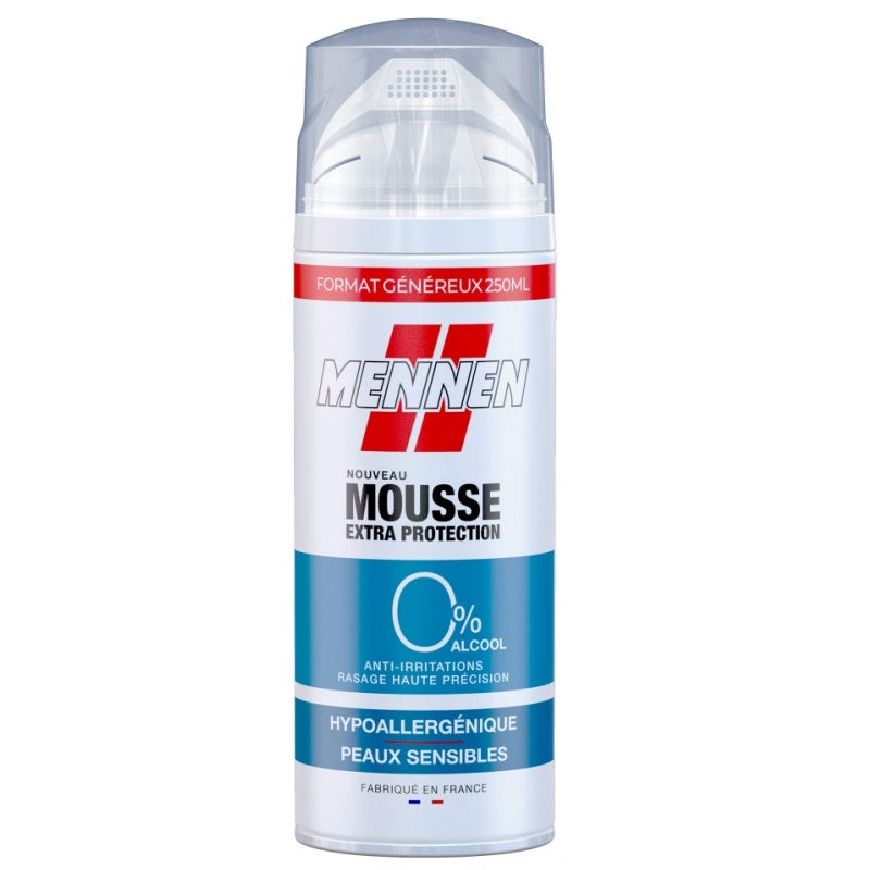 MENNEN Mousse à Raser Extra Protection Hypoallergénique et Peaux Sensibles 0% Alcool 250ml